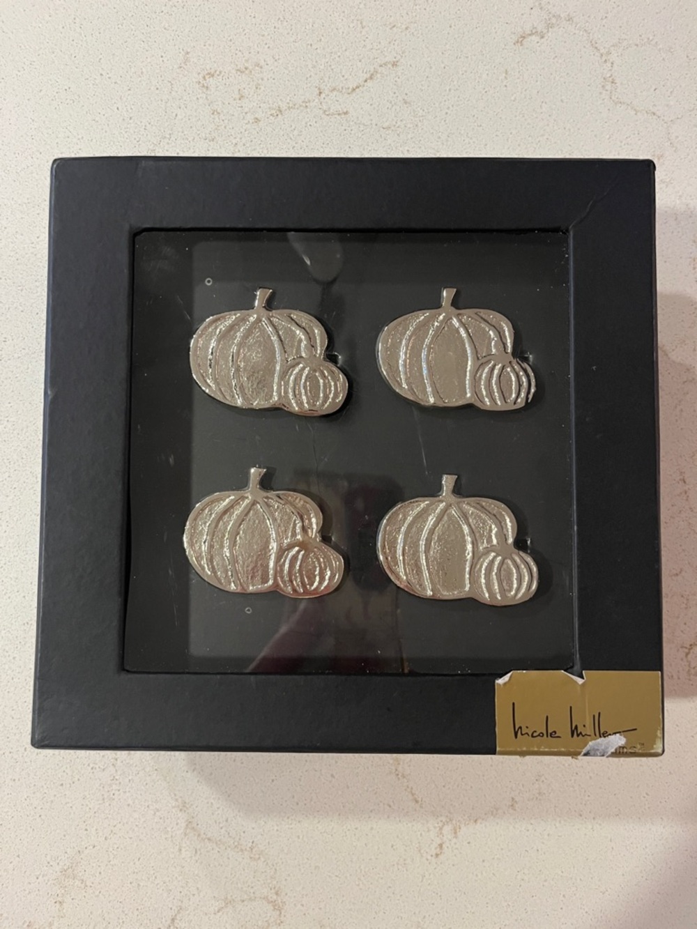 Nicole Miller Silver Pumpkin Napkin Rings - Set of Four